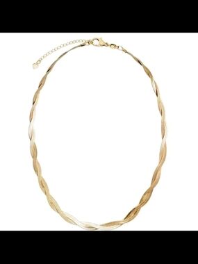 Gold-Tone Twisted Chain Necklace - Women's Fashion Jewelry 17.7"